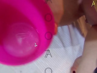 She Strokes And Licks His Cock Until It Grows To A 45 Cm 17.7 Incheswhich She Pops In Her Ass